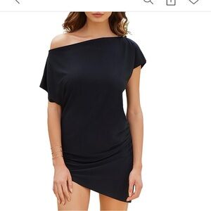 Magicsuit Coverup Off-Shoulder Black Asymmetrical Dress Size M
